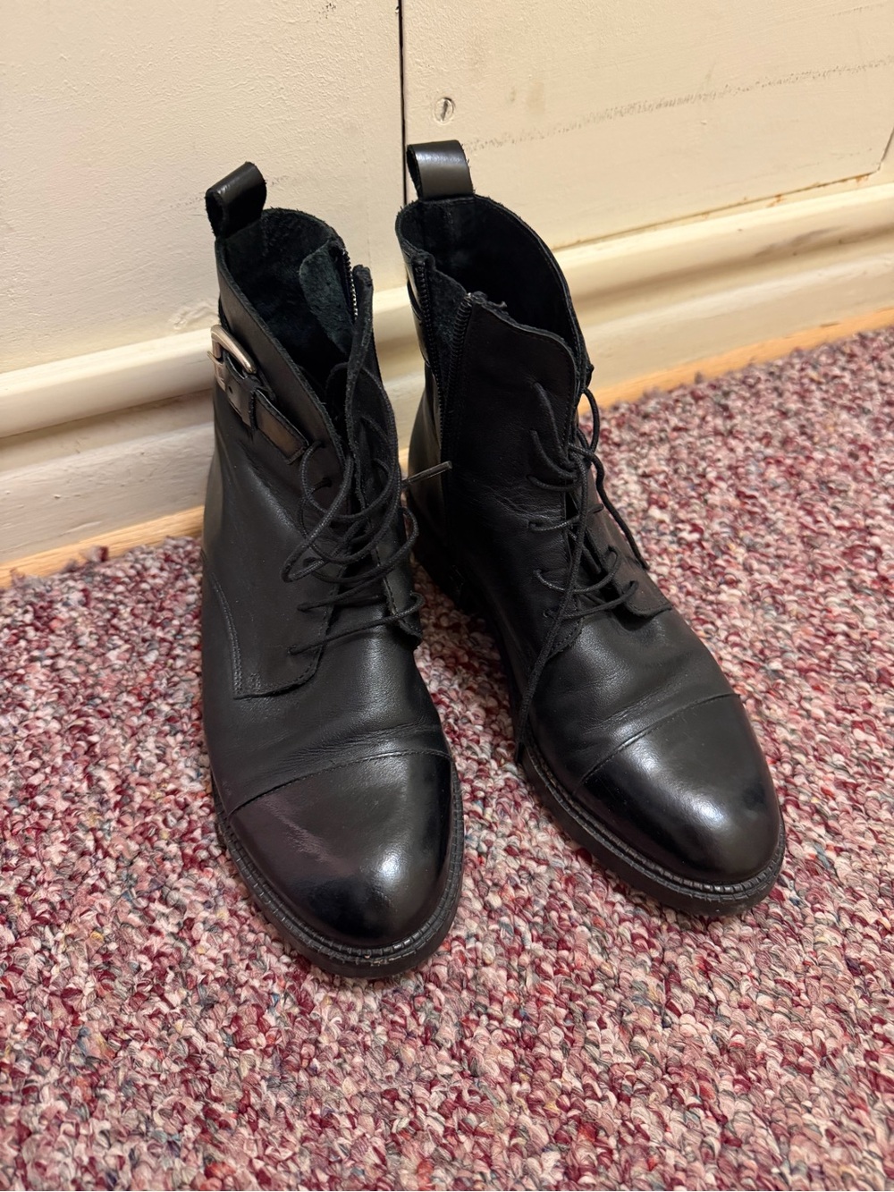 Jonak Black Lace-Up Leather Boots
